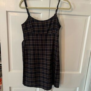 Cream and Brown Spaghetti Strap Mini Sundress